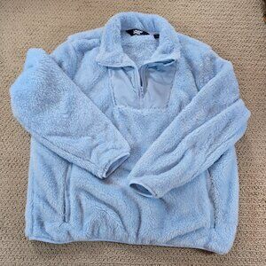 Lands End Girls Small 6-8 1/4 Zip Blue Cozy Sweatshirt w/Zipped Pockets